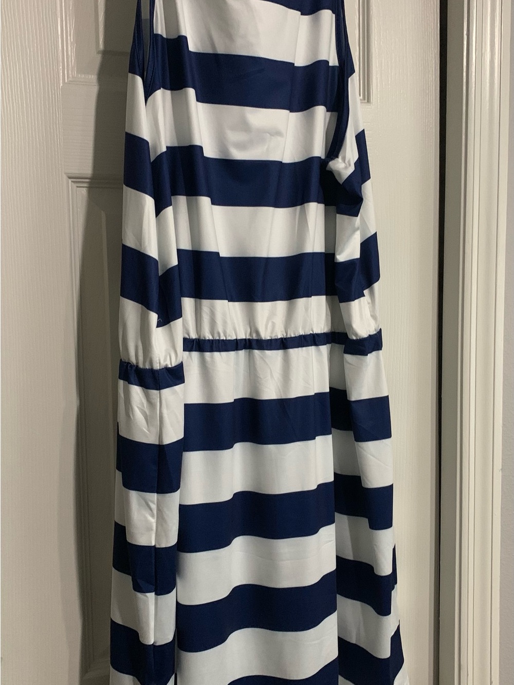 Navy and White Striped Long Sleeve Dress